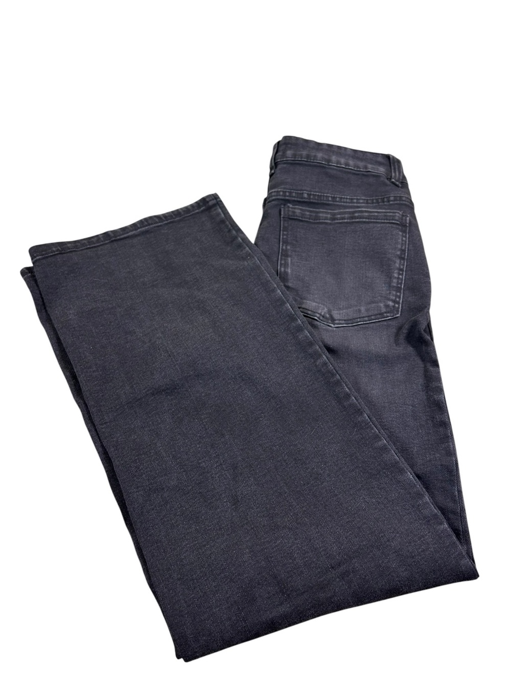 OAT New York High Rise Wide Leg Jeans Black Wash Stretch Denim 8/29 Minimalist